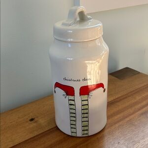 Rae Dunn Magenta Christmas Cheer Elf Legs Feet Canister Jar Rare